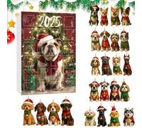Onlynery Calendario dell'Avvento con decorazioni natalizie, in acrilico 2D piatto, per feste, calendario dell'Avvento 24 giorni, con ciondolo a forma di cane, per albero di Natale, finestra, famiglia