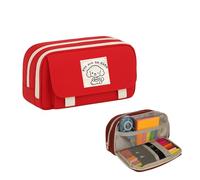 OnlyPRIME Astuccio Grande Scuola 3 Scomparti - Astuccio Scuola Elementare e Medie, Portapastelli e Portacolori, Astuccio Angoo Alternativo per Cancelleria e Ufficio (Rosso)