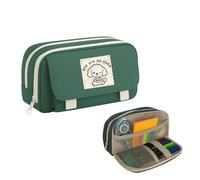 OnlyPRIME Astuccio Grande Scuola 3 Scomparti - Astuccio Scuola Elementare e Medie, Portapastelli e Portacolori, Astuccio Angoo Alternativo per Cancelleria e Ufficio (Verde)