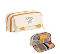 OnlyPRIME Astuccio Grande Scuola 3 Scomparti - Astuccio Scuola Elementare e Medie, Portapastelli e Portacolori, Astuccio Angoo Alternativo per Cancelleria e Ufficio (Bianco)