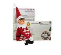 OnlyPRIME Elfo Natalizio Posizionabile 41 cm con Certificato di Adozione e Lettera di Benvenuto, Elfo Birichino Decorazione Natale per Bambini e Famigli