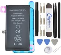 OnlyTech - Batteria Premium Capacità Aumentata di Sostituzione per iPhone 12 & iPhone 12 Pro - Capacità 3200mAh, qualità identica (chip TI) - Kit 15 Strumenti e adesivo schermo inclusi