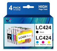 ONLYU Cartucce d'inchiostro LC424 Compatibili con Cartucce Brother LC424 LC 424, Da utilizzare con la stampante Brother DCP-J1200W DCP-J1200WE (1 Nera, 1 Ciano, 1 Magenta, 1 Gialla)