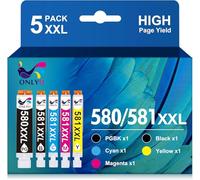 ONLYU PGI-580XXL CLI-581XXL Cartucce di inchiostro compatibili per Canon per PIXMA TS6150 TS6151 TS6250 TS6251 TS8150 TS8151 TS8250 TS8251 TS8252 TS8350 TS9150 TR7550 TS705 TR8550 TS9550 (5 PACK)