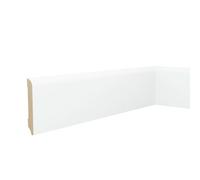 Onlywood Battiscopa Legno Bianco Liscio Made in Italy - Altezza Battiscopa legno 70 mm - Spessore 10 mm - Asta da 2,4 Metri - Laccato BIANCO RAL 9010 o 9016 a scelta (Bianco RAL 9016)