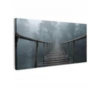 OnlyWow© Canvas per Esterno 200x100 cm Giardino Poster da Parete Decorazioni Accessori Decorazione Muro Murali Posters Moderne WallPonte - Giungla - Nebbia -