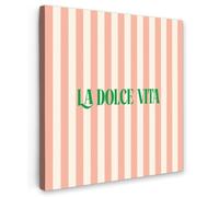 OnlyWow© Canvas per Esterno 50x50 cm Giardino Poster da Parete Decorazioni Accessori Decorazione Muro Murali Posters Moderne Wall Rosa Tenue - Verde - A Righe - La Dolce Vita