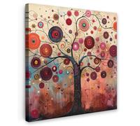 OnlyWow© Canvas per Esterno 50x50 cm Giardino Poster da Parete Decorazioni Accessori Decorazione Muro Murali Posters Moderne Wall Albero della Vita - Fiori - Rosa - Hippie - Arte