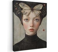 OnlyWow© Canvas per Esterno 50x70 cm Giardino Poster da Parete Decorazioni Accessori Decorazione Muro Murali Posters Moderne WallDonna - Farfalla - Arte - Classico - Muto
