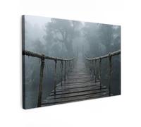 OnlyWow© Canvas per Esterno 60x40 cm Giardino Poster da Parete Decorazioni Accessori Decorazione Muro Murali Posters Moderne WallPonte - Giungla - Nebbia -