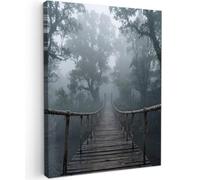 OnlyWow© Canvas per Esterno 60x80 cm Giardino Poster da Parete Decorazioni Accessori Decorazione Muro Murali Posters Moderne WallPonte - Giungla - Nebbia -