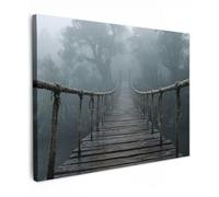 OnlyWow© Canvas per Esterno 70x50 cm Giardino Poster da Parete Decorazioni Accessori Decorazione Muro Murali Posters Moderne WallPonte - Giungla - Nebbia -