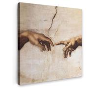 OnlyWow© Canvas per Esterno 80x80 cm Giardino Poster da Parete Decorazioni Accessori Decorazione Muro Murali Posters Moderne Wall Adamo - Michelangelo - Pittura - Creazione di Adamo