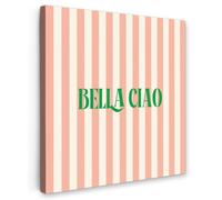 OnlyWow© Canvas per Esterno 90x90 cm Giardino Poster da Parete Decorazioni Accessori Decorazione Muro Murali Posters Moderne Wall Rosa Tenue - Verde - A Righe - Bella Ciao