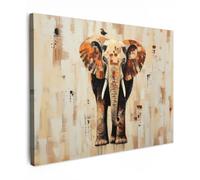OnlyWow© Canvas per Esterno Giardino Poster da Parete Decorazioni Accessori | 70x50 cm - Decorazione Muro Murali Posters Moderne Wall Elefante - Tronco - Mosaico - Astratto