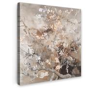OnlyWow© Poster da Esterno 100x100 cm Giardino Decor Design Moderno Dipingere Tele Balcone Terrazzo Decorazione Muro Murali Mandorlo in Fiore - Arte - Van Gogh - Beige - Astratto