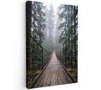 OnlyWow© Poster da Esterno 100x150 cm Giardino Canvas Balcone Parete Terrazzo Decorazione Murali Quadretti Accessori Telo Ponte - Foresta - Nebbia -