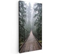 OnlyWow© Poster da Esterno 100x200 cm Giardino Canvas Balcone Parete Terrazzo Decorazione Murali Quadretti Accessori Telo Ponte - Foresta - Nebbia -