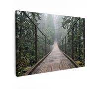 OnlyWow© Poster da Esterno 120x80 cm Giardino Canvas Balcone Parete Terrazzo Decorazione Murali Quadretti Accessori Telo Ponte - Foresta - Nebbia -