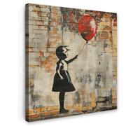 OnlyWow© Poster da Esterno 50x50 cm Giardino Decor Design Moderno Dipingere Tele Balcone Terrazzo Decorazione Muro Murali Graffiti - Banksy - Ragazza - Arte di Strada