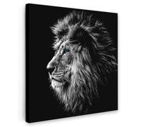 OnlyWow© Poster da Esterno 50x50 cm Giardino Decor Design Moderno Dipingere Tele Balcone Terrazzo Decorazione Muro Murali Bianco e Nero - Leone - Testa - Animali
