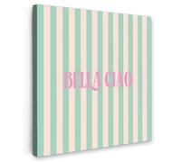 OnlyWow© Poster da Esterno 50x50 cm Giardino Decor Design Moderno Dipingere Tele Balcone Terrazzo Decorazione Muro Murali Rosa - Verde - A Righe - Bella Ciao