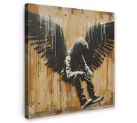 OnlyWow© Poster da Esterno 50x50 cm Giardino Decor Design Moderno Dipingere Tele Balcone Terrazzo Decorazione Muro Murali Graffiti - Arte - Ali - Street Art - Banksy