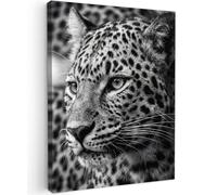 OnlyWow© Poster da Esterno 50x70 cm Giardino Canvas Balcone Parete Terrazzo Decorazione Murali Quadretti Accessori Telo Leopardo - Nero - Bianco - Occhio