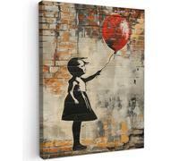 OnlyWow© Poster da Esterno 50x70 cm Giardino Decor Design Moderno Dipingere Tele Balcone Terrazzo Decorazione Muro Murali Graffiti - Banksy - Ragazza - Arte di Strada