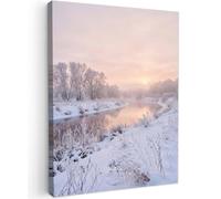 OnlyWow© Poster da Esterno 50x70 cm Giardino Decor Design Moderno Dipingere Tele Balcone Terrazzo Decorazione Muro MuraliFiume - Inverno - Paesaggio - Neve - Alba