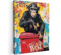 OnlyWow© Poster da Esterno 50x70 cm Giardino Decor Design Moderno Dipingere Tele Balcone Terrazzo Decorazione Muro Murali Graffiti - Scimmia - Arte di Strada - Animali