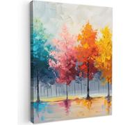 OnlyWow© Poster da Esterno 50x70 cm Giardino Decor Design Moderno Dipingere Tele Balcone Terrazzo Decorazione Muro Murali Alberi - Acquerello - Pastello - Arte