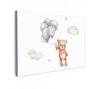 OnlyWow© Poster da Esterno 60x40 cm Giardino Decor Design Moderno Dipingere Tele Balcone Terrazzo Decorazione Muro Murali Orso - Palloncino - Stelle - Bambini
