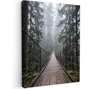 OnlyWow© Poster da Esterno 60x80 cm Giardino Canvas Balcone Parete Terrazzo Decorazione Murali Quadretti Accessori Telo Ponte - Foresta - Nebbia -
