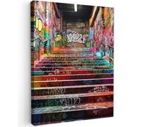 OnlyWow© Poster da Esterno 60x80 cm Giardino Canvas Balcone Parete Terrazzo Decorazione Murali Quadretti Accessori Telo Scale - Graffiti - Colori - Arte