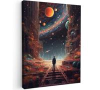 OnlyWow© Poster da Esterno 60x80 cm Giardino Canvas Balcone Parete Terrazzo Decorazione Murali Quadretti Accessori Telo Extraterrestre - Astronauta - Pianeti - Spazio