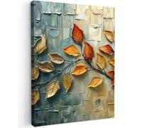 OnlyWow© Poster da Esterno 60x80 cm Giardino Decor Design Moderno Dipingere Tele Balcone Terrazzo Decorazione Muro Murali Arte - Foglie - Marrone - Moderno - Natura