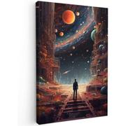 OnlyWow© Poster da Esterno 60x90 cm Giardino Canvas Balcone Parete Terrazzo Decorazione Murali Quadretti Accessori Telo Extraterrestre - Astronauta - Pianeti - Spazio