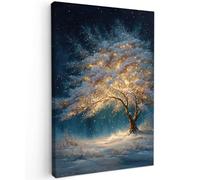 OnlyWow© Poster da Esterno 60x90 cm Giardino Decor Design Moderno Dipingere Tele Balcone Terrazzo Decorazione Muro Murali Albero della Vita - Notte - Buio - Blu