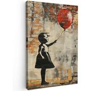 OnlyWow© Poster da Esterno 60x90 cm Giardino Decor Design Moderno Dipingere Tele Balcone Terrazzo Decorazione Muro Murali Graffiti - Banksy - Ragazza - Arte di Strada