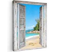 OnlyWow© Poster da Esterno 70x100 cm Giardino Decor Design Moderno Dipingere Tele Balcone Terrazzo Decorazione Muro Murali Spiaggia - Vista - Estate - Tropicale