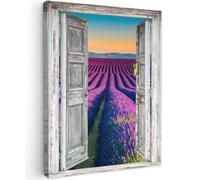 OnlyWow© Poster da Esterno 70x100 cm Giardino Decor Design Moderno Dipingere Tele Balcone Terrazzo Decorazione Muro Murali Lavanda - Estate - Vista - Fiori