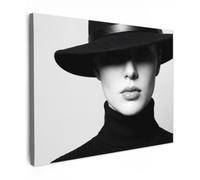 OnlyWow© Poster da Esterno 70x50 cm Giardino Canvas Balcone Parete Terrazzo Decorazione Murali Quadretti Accessori Telo Donna - Ombra - Misterioso