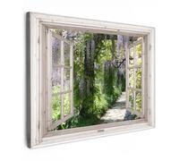 OnlyWow© Poster da Esterno 70x50 cm Giardino Decor Design Moderno Dipingere Tele Balcone Terrazzo Decorazione Muro Murali Glicine - Fiori - Vista - Albero - Primavera