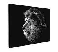 OnlyWow© Poster da Esterno 70x50 cm Giardino Decor Design Moderno Dipingere Tele Balcone Terrazzo Decorazione Muro Murali Bianco e Nero - Leone - Testa - Animali