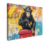 OnlyWow© Poster da Esterno 70x50 cm Giardino Decor Design Moderno Dipingere Tele Balcone Terrazzo Decorazione Muro Murali Graffiti - Scimmia - Arte di Strada - Animali