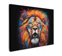 OnlyWow© Poster da Esterno 70x50 cm Giardino Decor Design Moderno Dipingere Tele Balcone Terrazzo Decorazione Muro Murali Leone - Graffiti - Animali - Nero