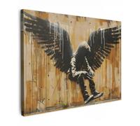OnlyWow© Poster da Esterno 70x50 cm Giardino Decor Design Moderno Dipingere Tele Balcone Terrazzo Decorazione Muro Murali Graffiti - Arte - Ali - Street Art - Banksy