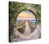 OnlyWow© Poster da Esterno 70x70 cm Giardino Decor Design Moderno Dipingere Tele Balcone Terrazzo Decorazione Muro Murali Ponte - Mare - Vista - Estate