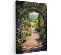 OnlyWow© Poster da Esterno 80x120 cm Giardino Decor Design Moderno Dipingere Tele Balcone Terrazzo Decorazione Muro Murali Trasparente - Fiori - Natura - Arco di Rose